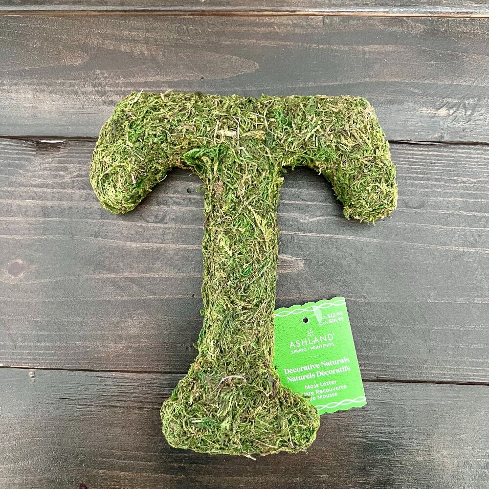 Decorative faux Moss "T" Monogram